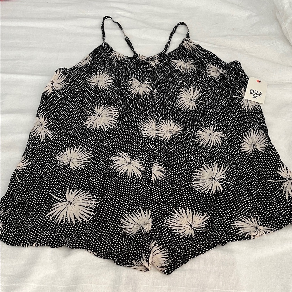 Billabong Black Romper with Cream Floral Burst